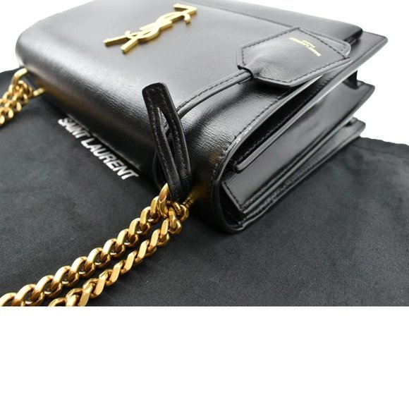 YVES SAINT LAURENT  Monogram Sunset Medium Leather Shoulder Bag Black - Picture 5 of 13